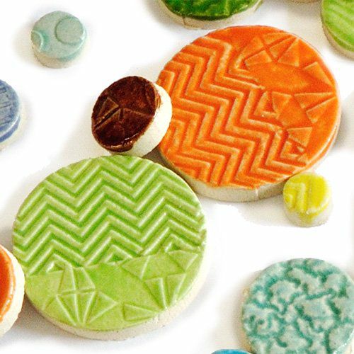 ランダム・丸タイル - 1LB HIGH FIRED - L【ゆうメール対応可】