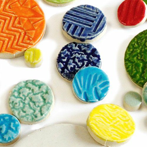 ランダム・丸タイル -1LB HIGH FIRED - M【ゆうメール対応可】