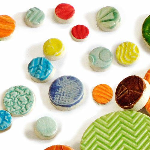 ランダム・丸タイル - 1LB HIGH FIRED - S【ゆうメール対応可】