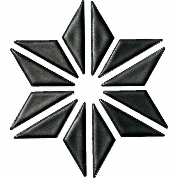 麻の葉（FRO-002・漆黒）45×14三角形 [紙貼り]