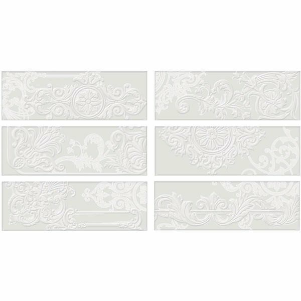 マヨリカ（ISC-F6701-6M）300×100角レリーフ（柄6種ランダムミックス）