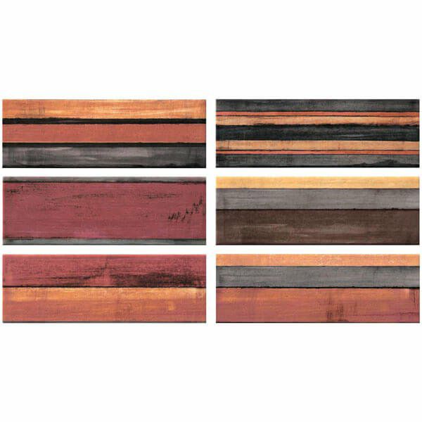 マヨリカ（ISC-F6742-6M）300×100角平（柄6種ランダムミックス）