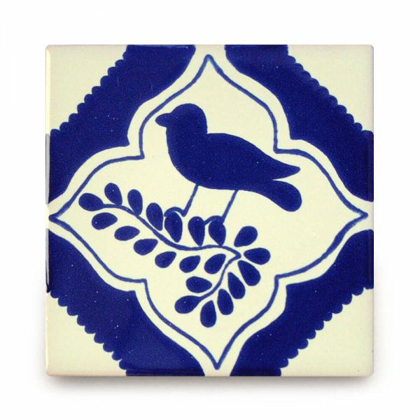 メキシコタイル（M258-4・鳥）110角イレギュラー（柄）