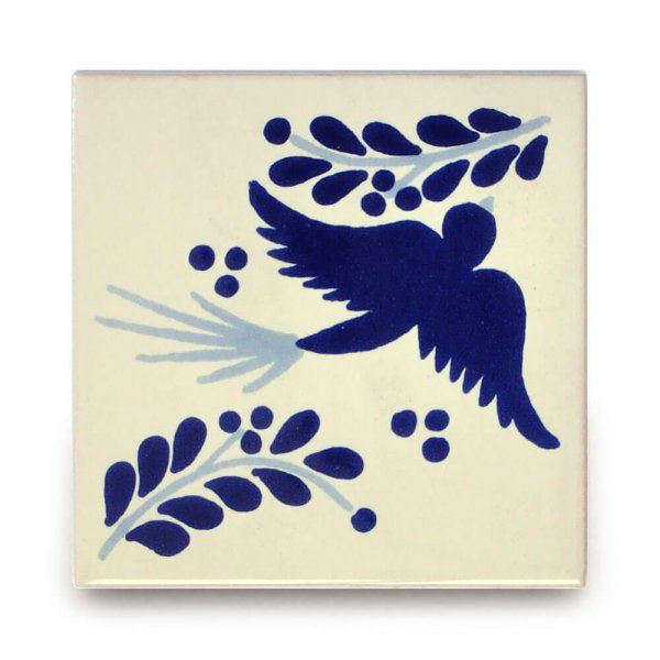 メキシコタイル（M259-4・鳥）110角イレギュラー（柄）