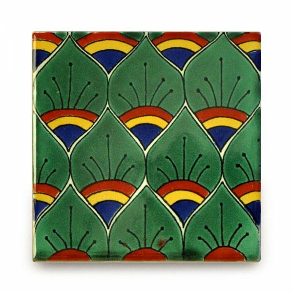 メキシコタイル（M340-4・ピーコック）110角イレギュラー（柄）