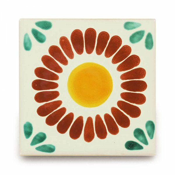 メキシコタイル（M027-4）110角イレギュラー（花）