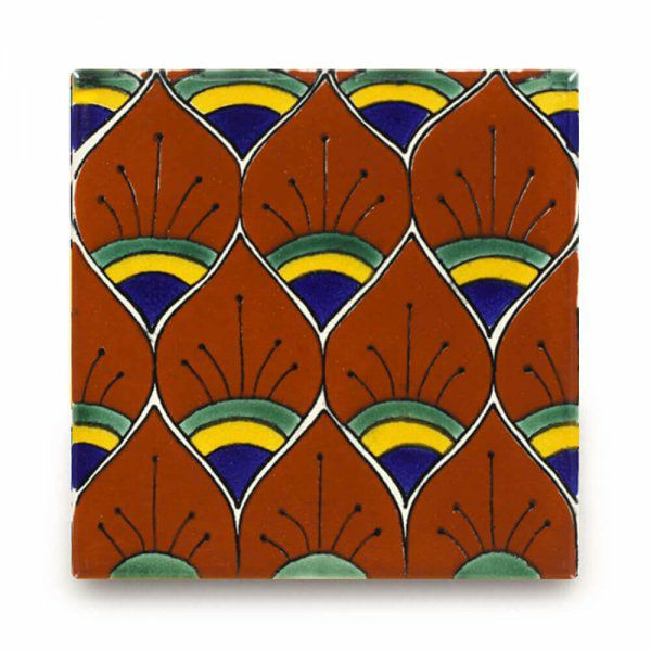 メキシコタイル（M342-4・ピーコック）110角イレギュラー（柄）