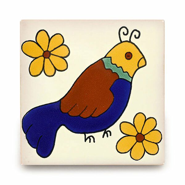 メキシコタイル（M747-4・鳥）110角イレギュラー（柄）