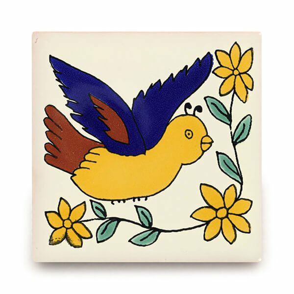 メキシコタイル（M748-4・鳥）110角イレギュラー（柄）