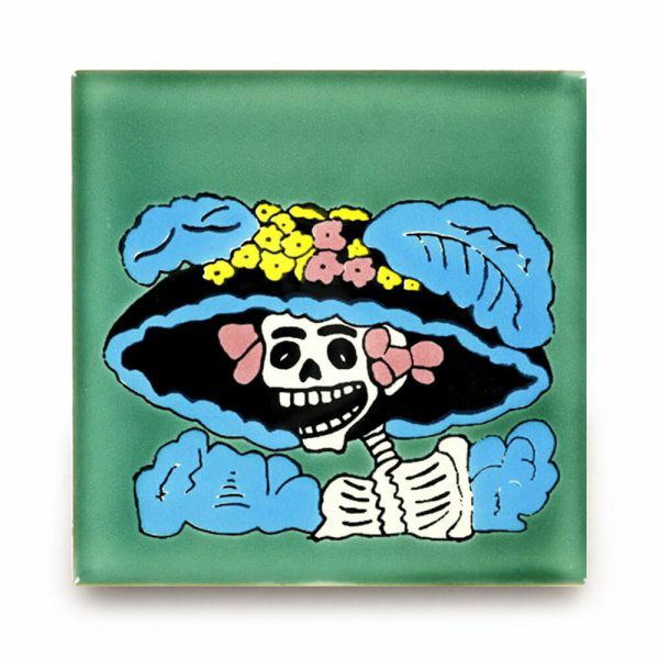 メキシコタイル（M504-4・スカル）110角イレギュラー（柄）