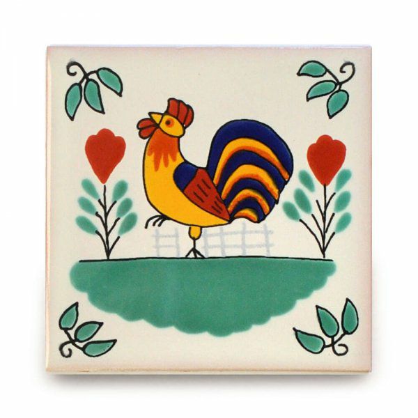 メキシコタイル（M710-4・鶏）110角イレギュラー（柄）