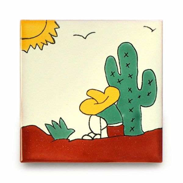 メキシコタイル（M791-4・太陽と旅人）110角イレギュラー（柄）