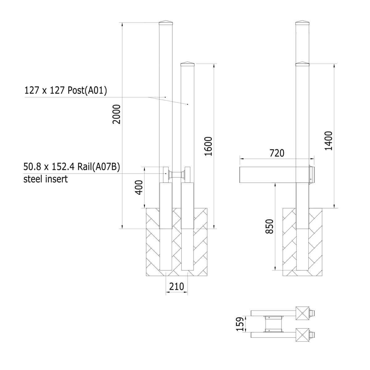 機能門柱バイナルスタンド：形状図