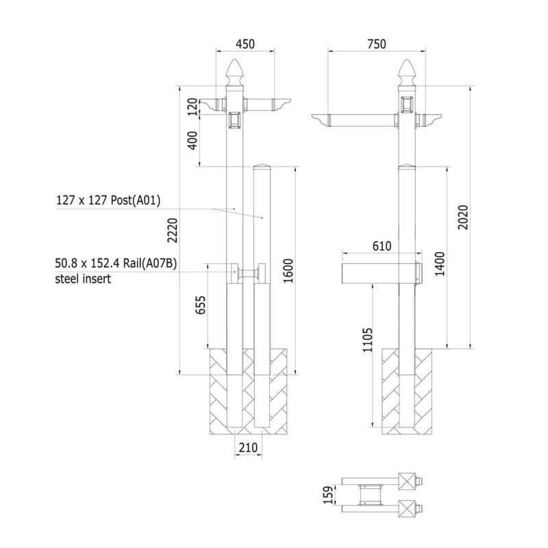 Brizebox 機能門柱バイナルスタンド装飾レール付き for Standard