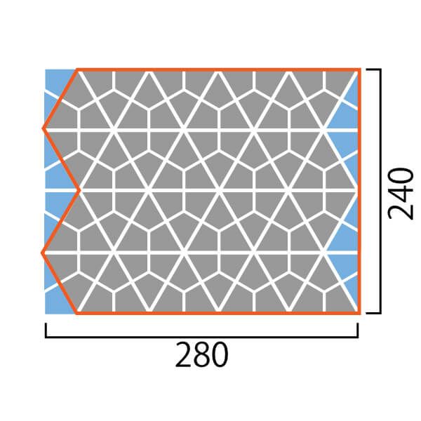 ユニット形状　裏ネット張り目地共寸法：280&#10005;240mm